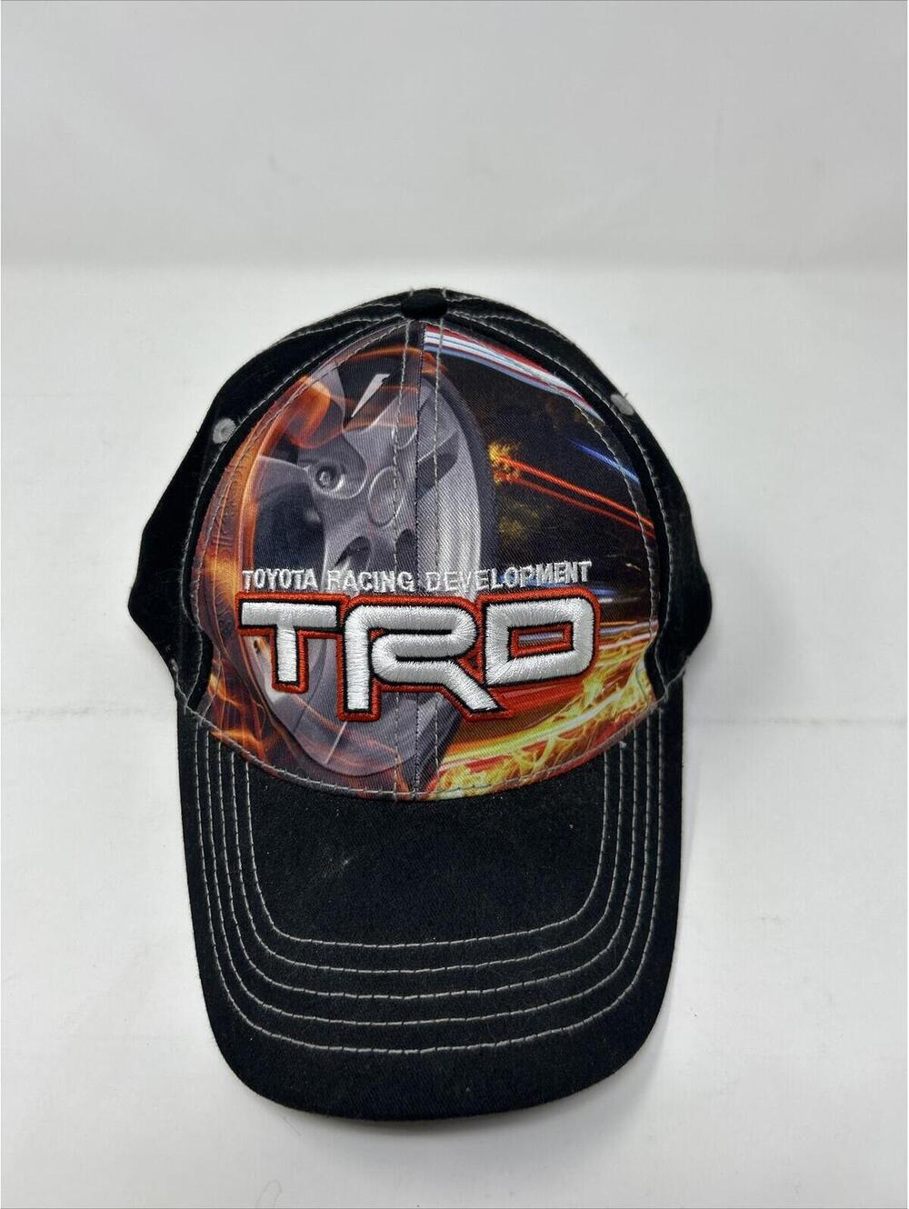 TRD Toyota Racing Development Hat Cap Strap Back Black Graphic Print Fast Eddie